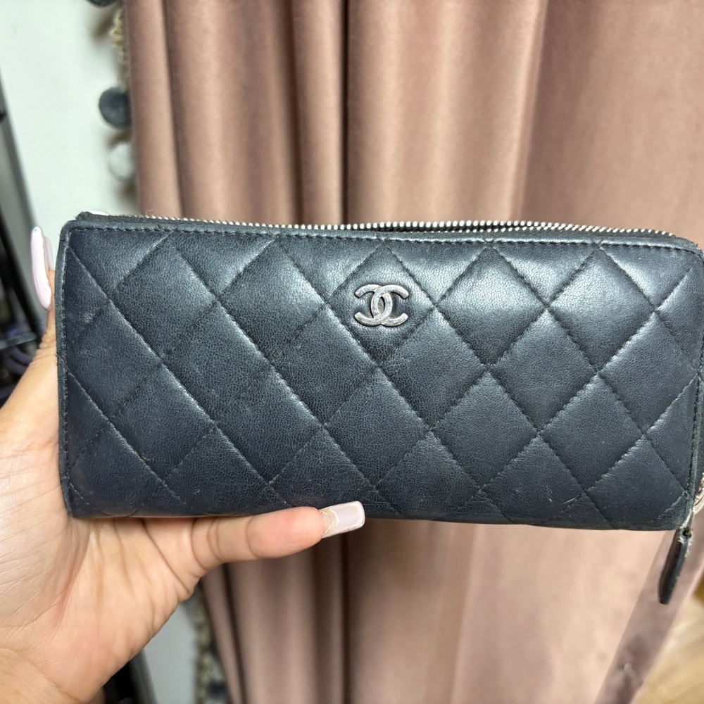 Chanel Lambskin Zip Around wallet
